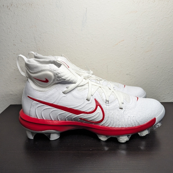 Nike Mens Sizes Alpha Huarache NXT MCS White University Red Baseball Cleat - Picture 5 of 7